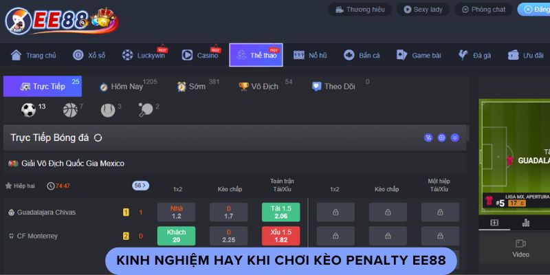 Kinh nghiệm hay khi chơi kèo penalty ee88