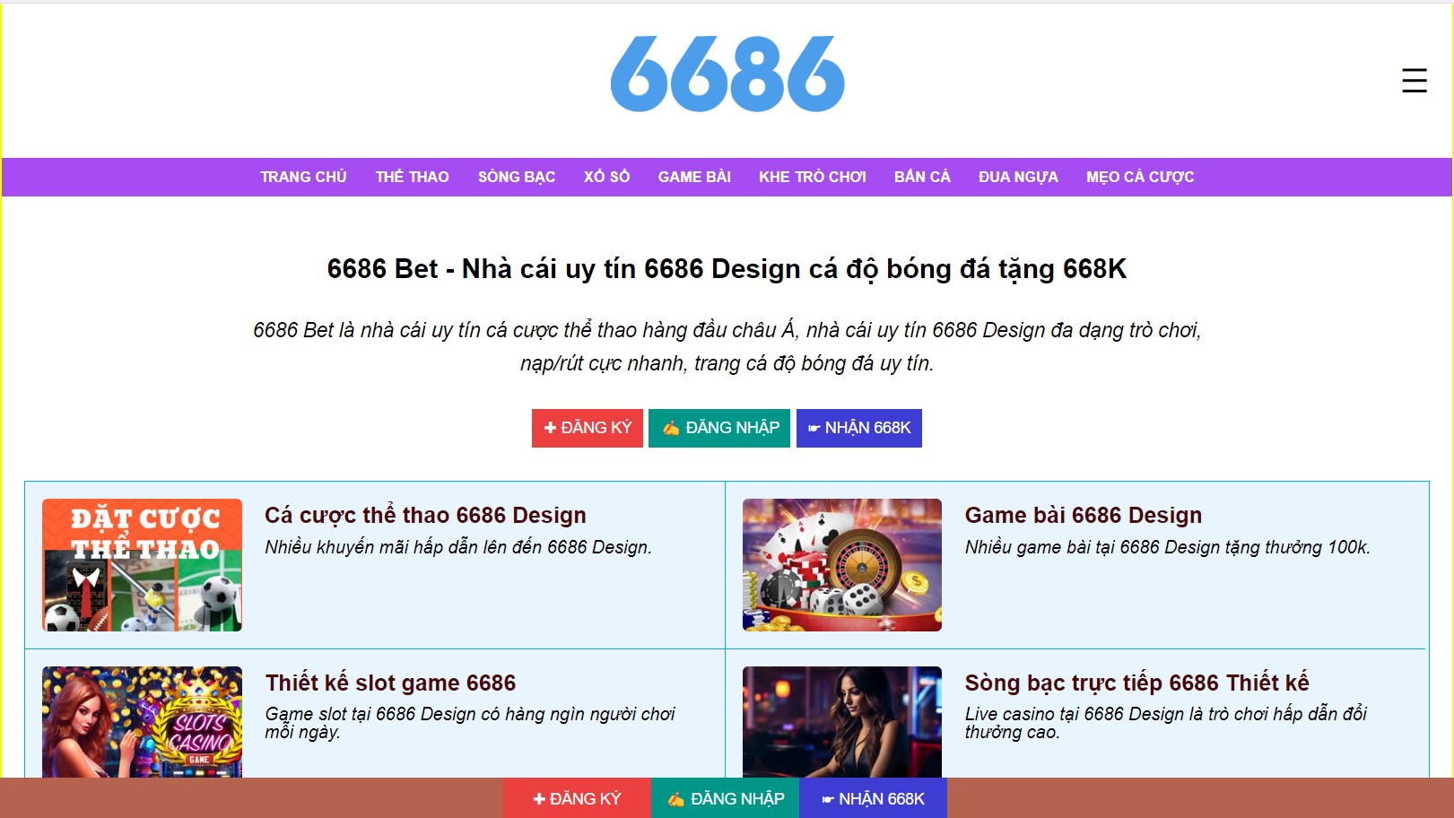 Tham gia cá cược chất lượng tại nhà cái 6686 Design.