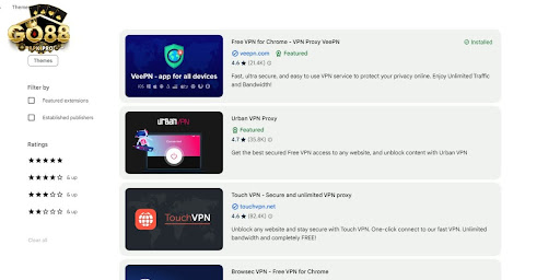 Sử dụng nhiều VPN miễn phí tại cửa hàng Chrome